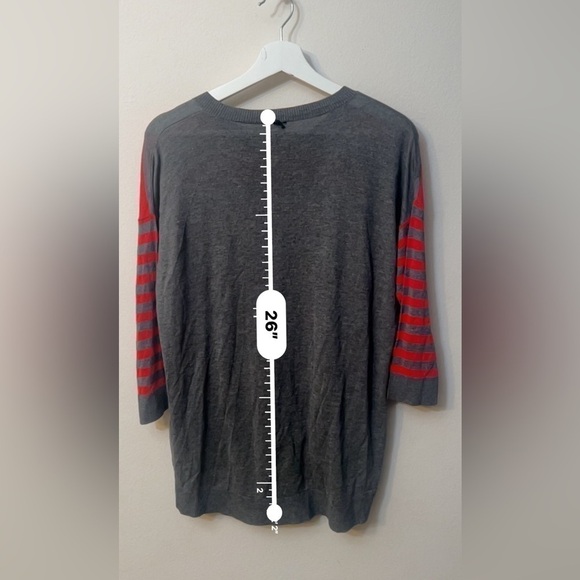 🆕Eric + Lani stripes sweater grey and red 3/4 sleeves size M - Picture 12 of 12